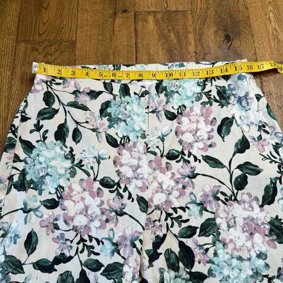 J Jill Linen Stretch High Rise Tapered Straight Floral Pants Womens Medium - Picture 3 of 8